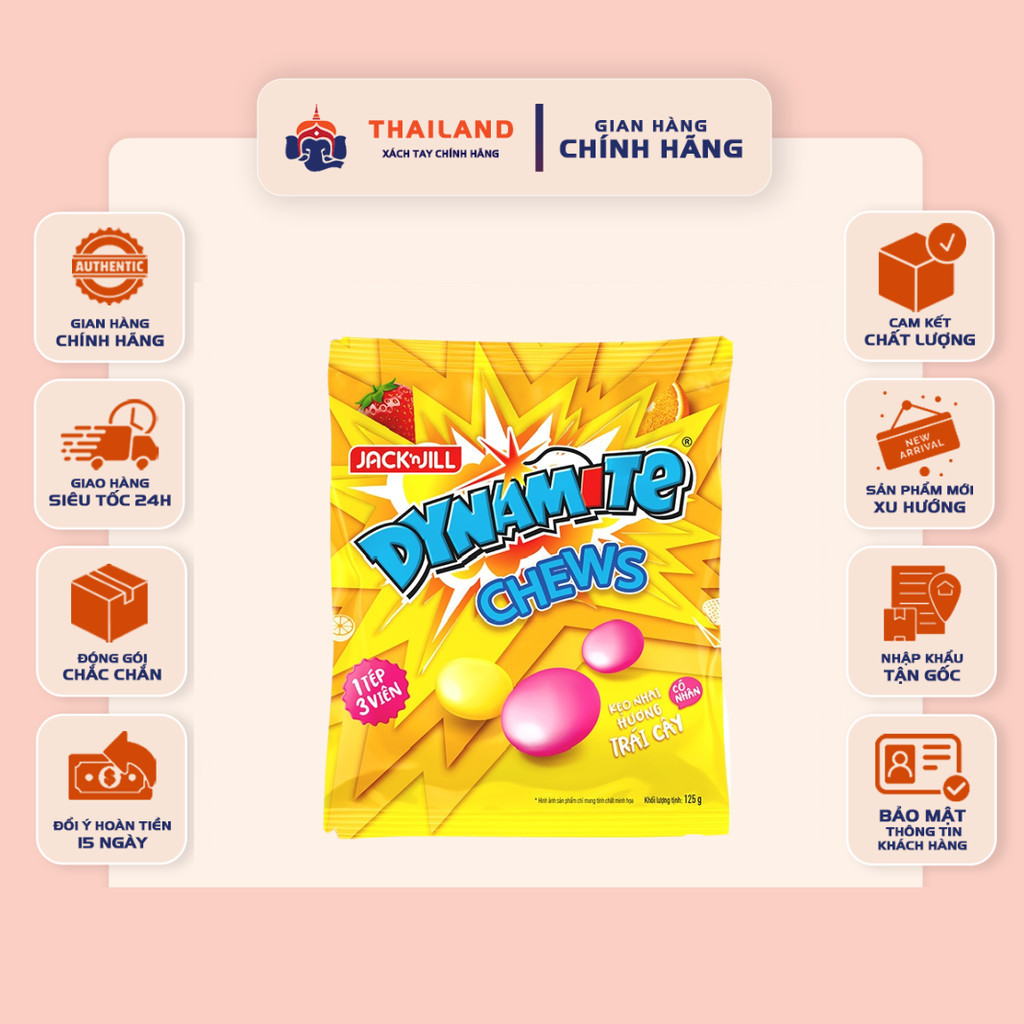 Kẹo mềm DYNAMITE Chews JACK&JILL – Hương trái cây