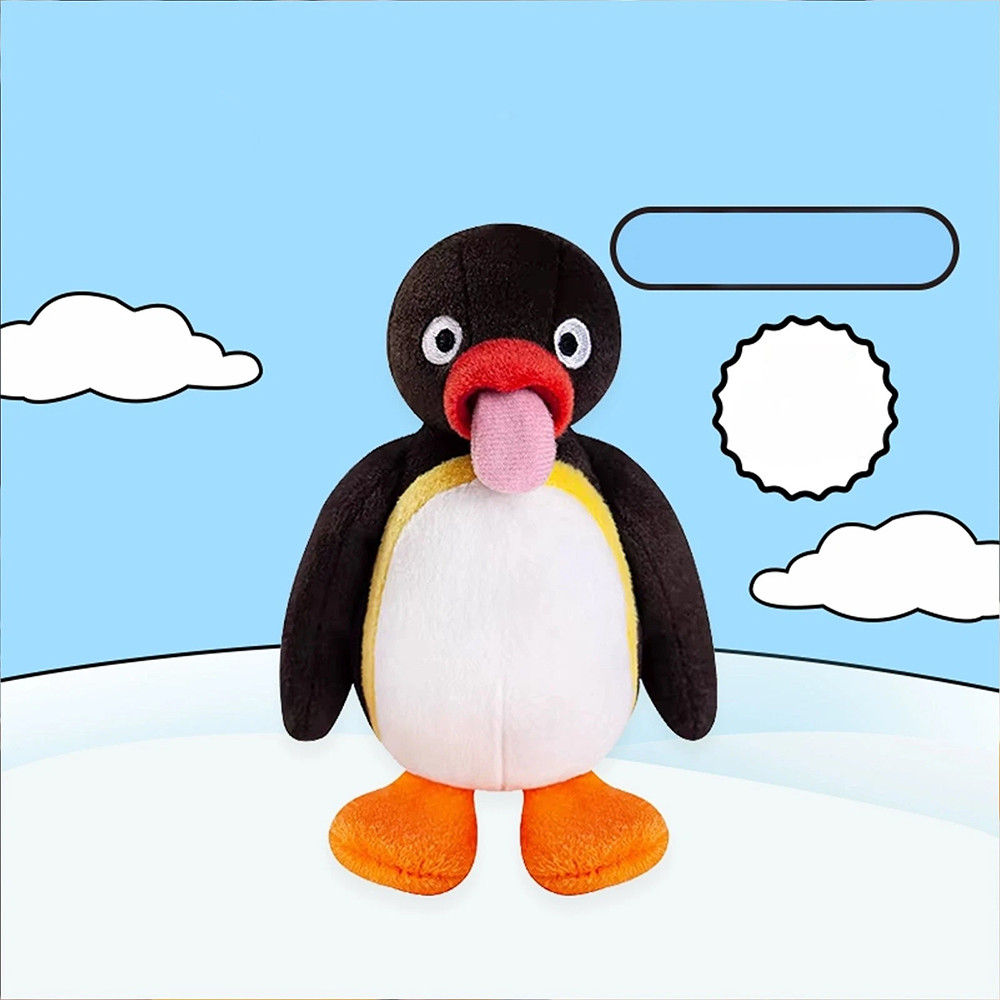 Cartoon Tongue Out Pingu Plush Toys, Funny Anime Figure Soft Cute 15cm Plushine Pingu Desktop Orname