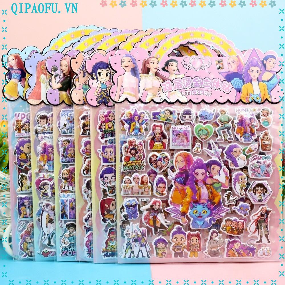 NENTEY Kpop Demon Hunters Sticker, Kawaii Hai Lớp Anime Sticker, Hot Stamping Bubble Sticker Planner