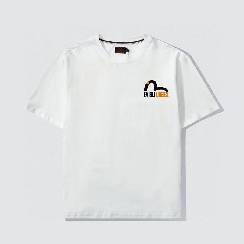 EVISU2306 Áo Sơ Mi Phong Cách Mới, Cổ Tròn, Unisex, Thích Hợp Mặc Mỗi Ngày