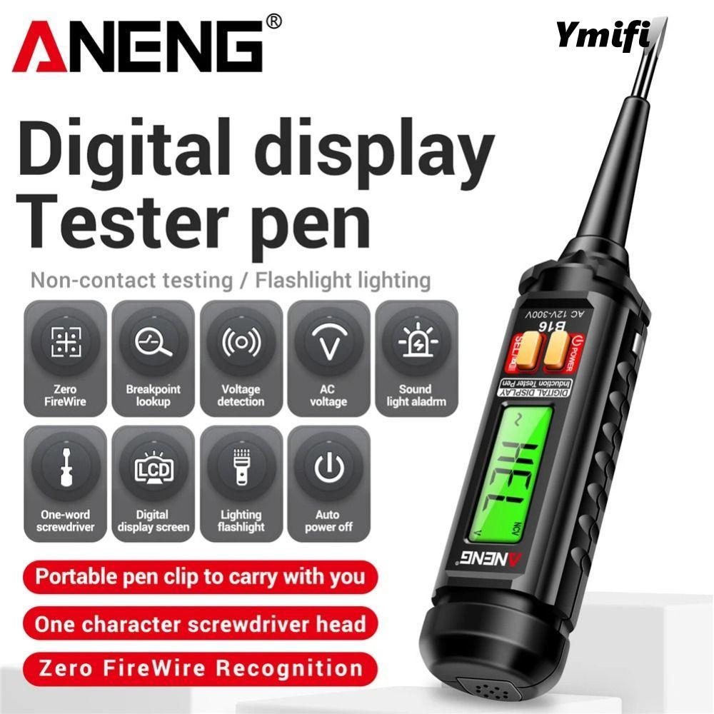 Máy dò điện áp YMIFI, Màn hình kỹ thuật số Bút kiểm tra điện áp cảm biến thông minh, ANENG B16 Báo đ