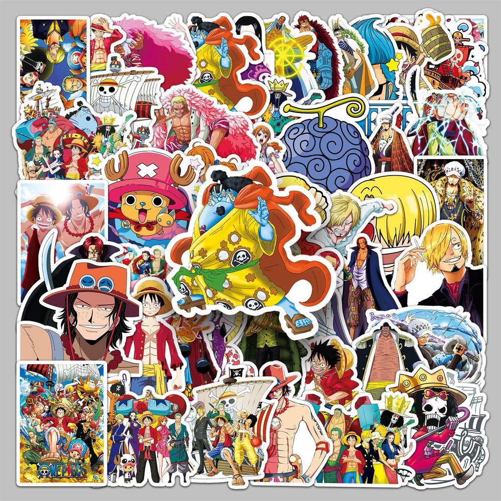 Set 50/100/200 sticker One Piece dễ thương, sticker anime waterproof dán ốp, vỏ điện thoại, ván trượ