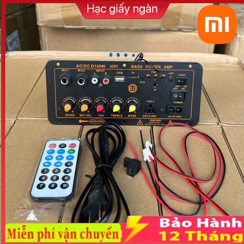 ✔Mạch loa D100 hát Karaoke Bluetooth 5.0 - 300W, có cổng cắm mạch mic không dây, 12V/24V/220V (XIiao