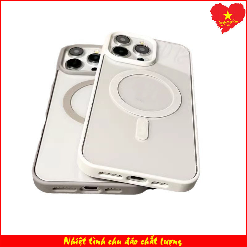 Ốp Lưng acrylic từ tính lưng trong suốt IPHONE 17, IP 17 Pro, IP 17Air, IP 17 ProMax, 1 lỗ lớn