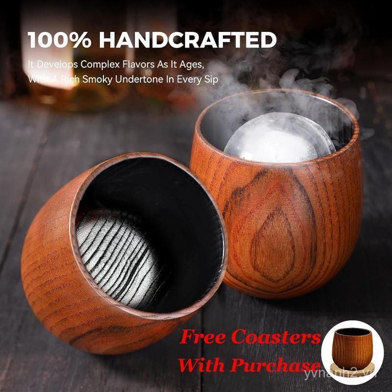 Ly uống rượu Bourbon bằng gỗ Charred, Quà tặng Bourbon cho nam, Quà tặng sinh nhật kỷ niệm, Ly rượu 