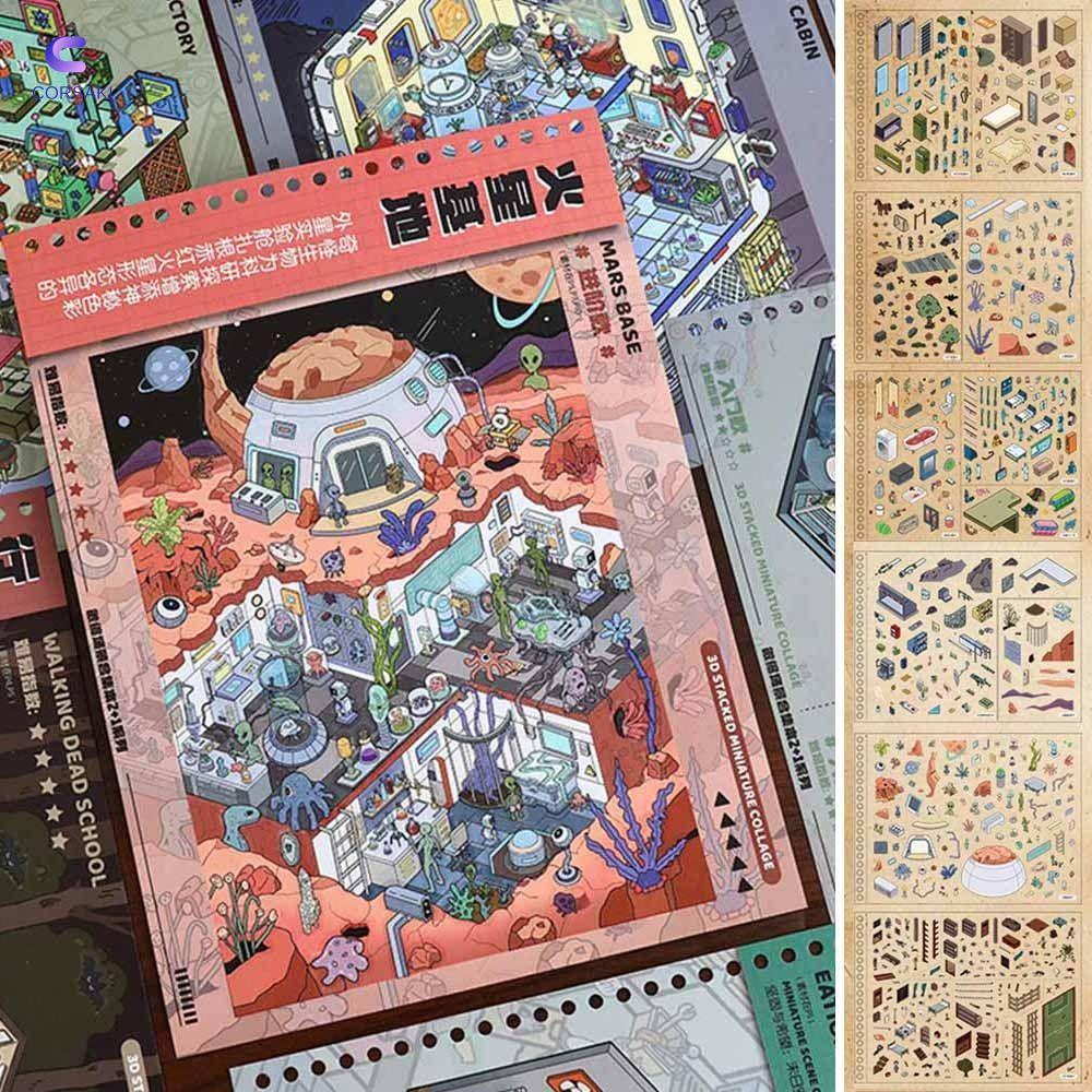 Bộ sưu tập nhãn dán cảnh quan thu nhỏ CORSAKI, Nhãn dán cảnh quan xếp chồng trực quan PET, Bộ phim k