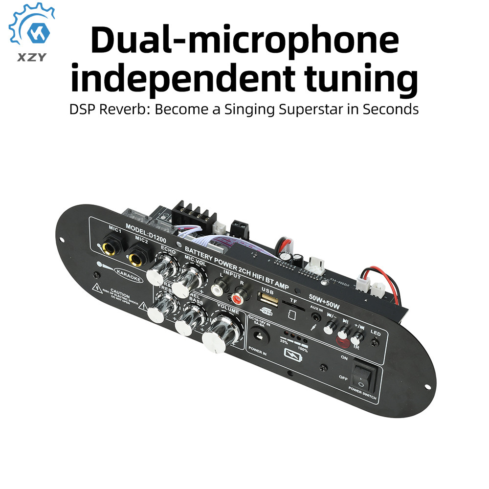 DC15-18V D1200 Loa siêu trầm công suất cao Bảng khuếch đại kỹ thuật số Bluetooth 50W + 50W Mô-đun kh