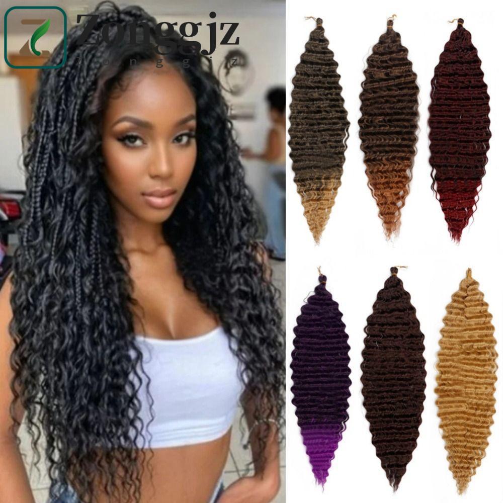 ZONGGJZ Deep Wave Crochet Hair, Ombre Water Wave Passion Twist Braid Hair Extension, Fluffy Long Tổn