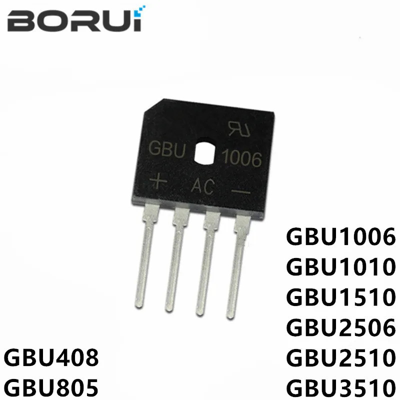 5 Cái / lốc GBU408 GBU806 GBU1006 GBU1010 GBU1510 GBU2506 GBU2510 GBU3510 Cầu Chỉnh Lưu chip Còn Hàn