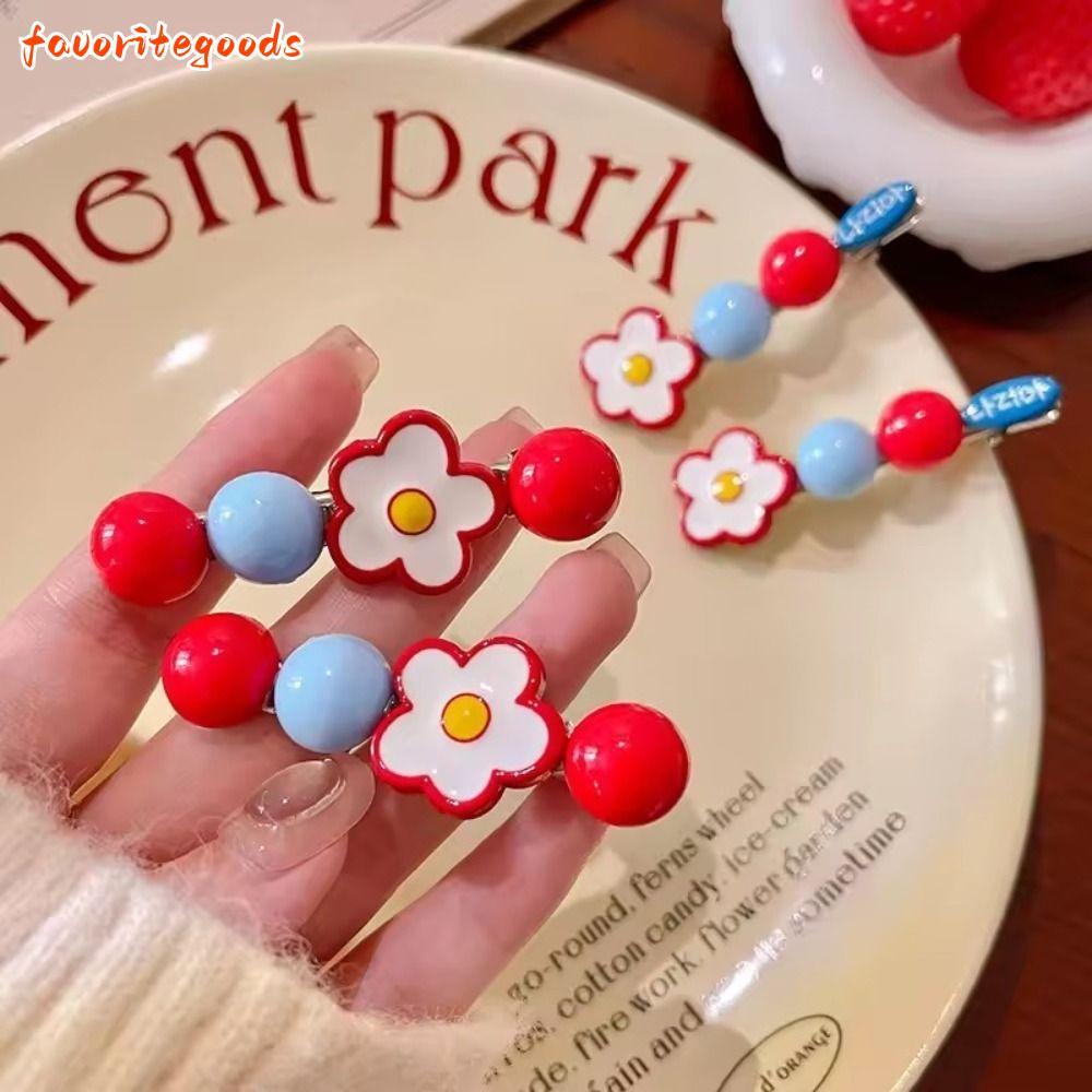 FAVORITEGOODS Kẹp Tóc Hoa, Phong Cách Hàn Quốc Đường Đá Táo Gai Nổ Kẹp, Barrettes Ngọt Ngào Cho Nữ C