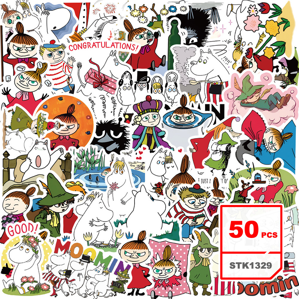 Bộ Hình Dán Moomin Valley Phim Hoạt Hình Ghi Định Tự Dán Graffiti Chống Nước Cho Trẻ Em, 50 Cái
