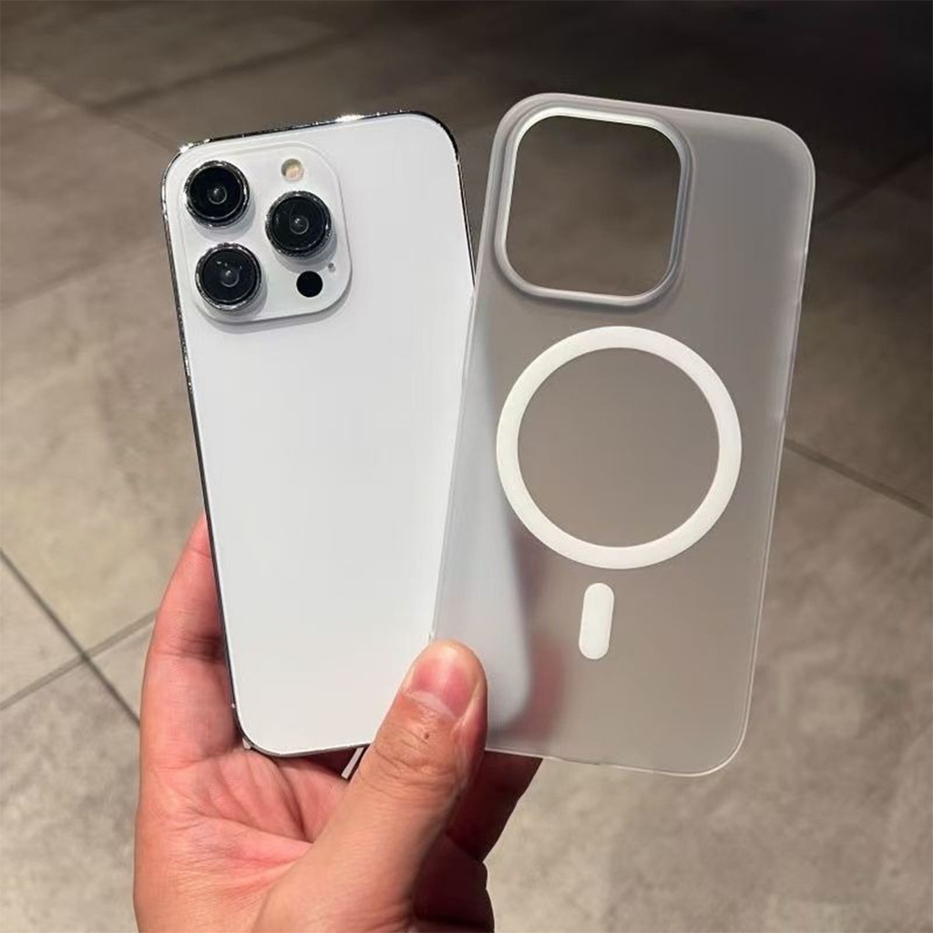 Ốp điện thoại từ tính Ice Fog Apple pc Vỏ bảo vệ Apple mờ Không màu vàng có dây treo Apple 15pro