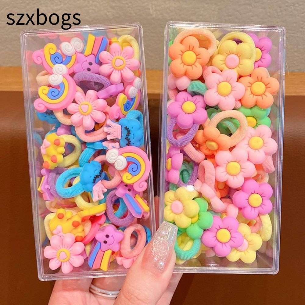 Dây cao su buộc tóc nơ co giãn cho trẻ em - Bộ 20 chiếc với thiết kế mũ đội đầu hoạt hình