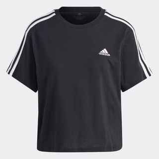  adidas Phong cách sống Áo Crop Top Single Jersey 3 Sọc Essentials Nữ Đen HR4913 