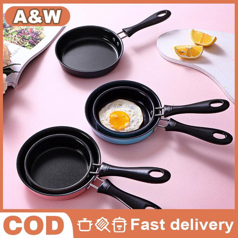 [WHP] Mini Non-stick Stainless Steel Frying Pan Long Handle Induction Egg Breakfast Pan