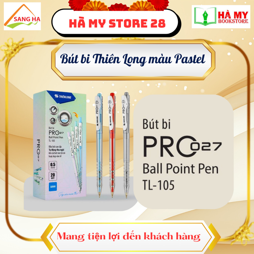 (Lẻ 2 Cây) BÚT BI THIÊN LONG PASTEL PRO 027 TL-105 – NGÒI 0.5MM