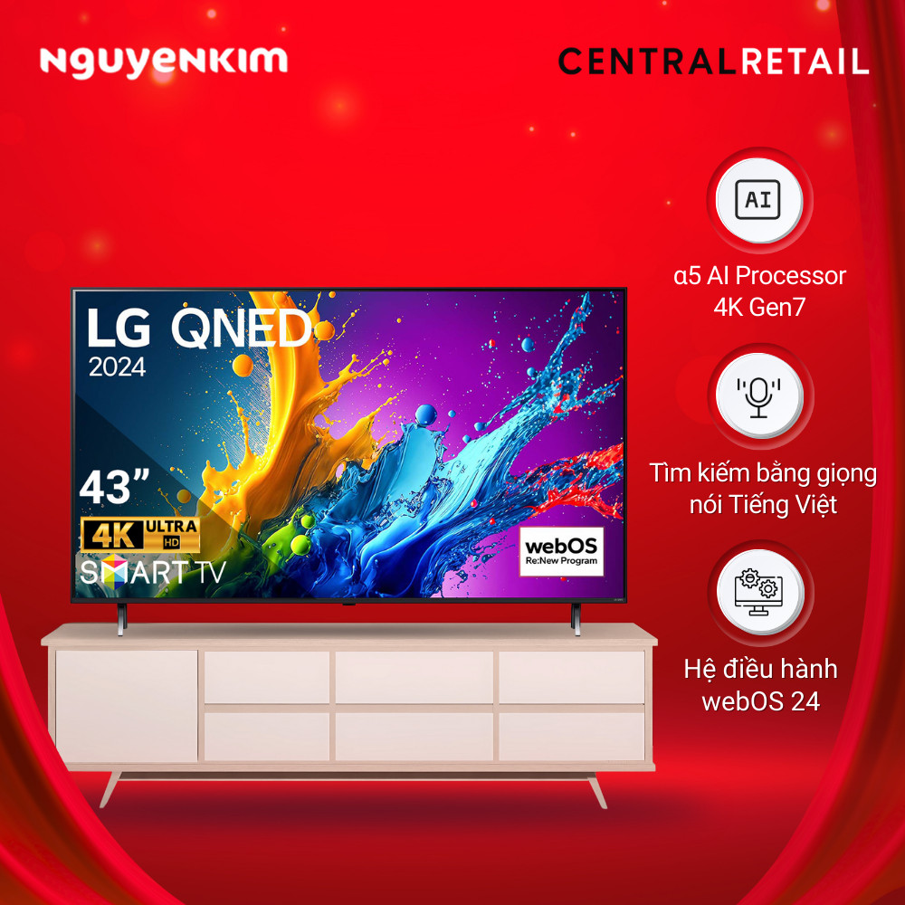 Smart Tivi QNED LG 4K 43 inch 43QNED80TSA