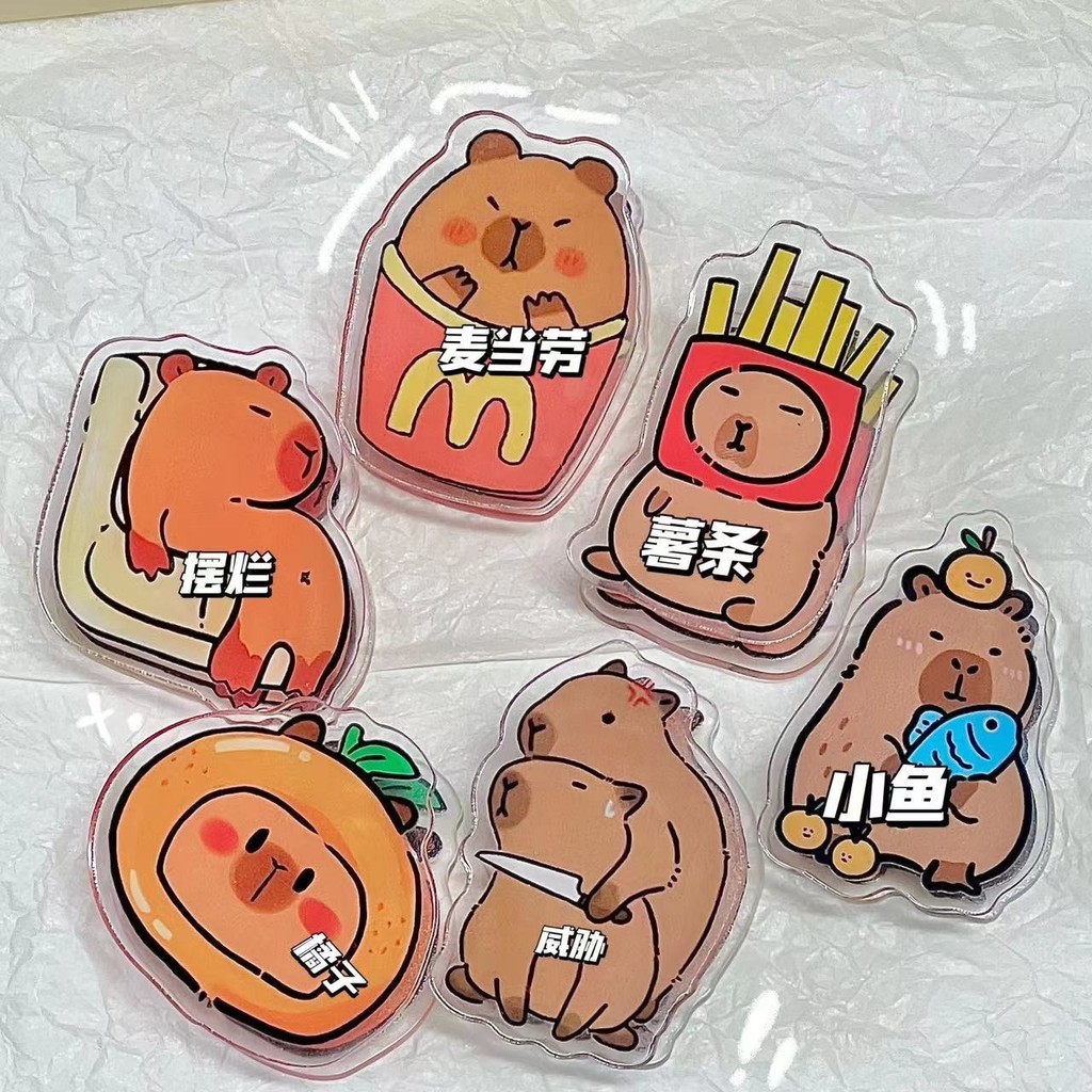 Hoạt Hình Hoạt Hình Capybara Hai Mặt Kẹp pp Dễ Thương Capybara Acrylic Kẹp Đa Năng Ghi Chú Kẹp Snack