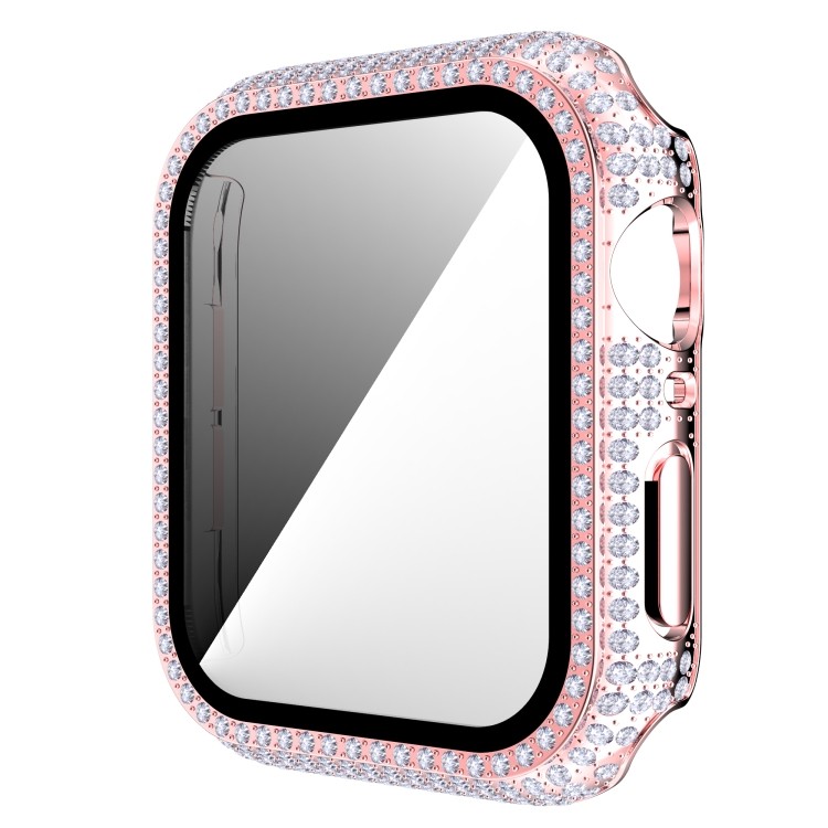 Ốp lưng kim cương PC + Kính cường lực cho Apple Watch Series 6 & SE & 5 & 4 40mm (Bạc)