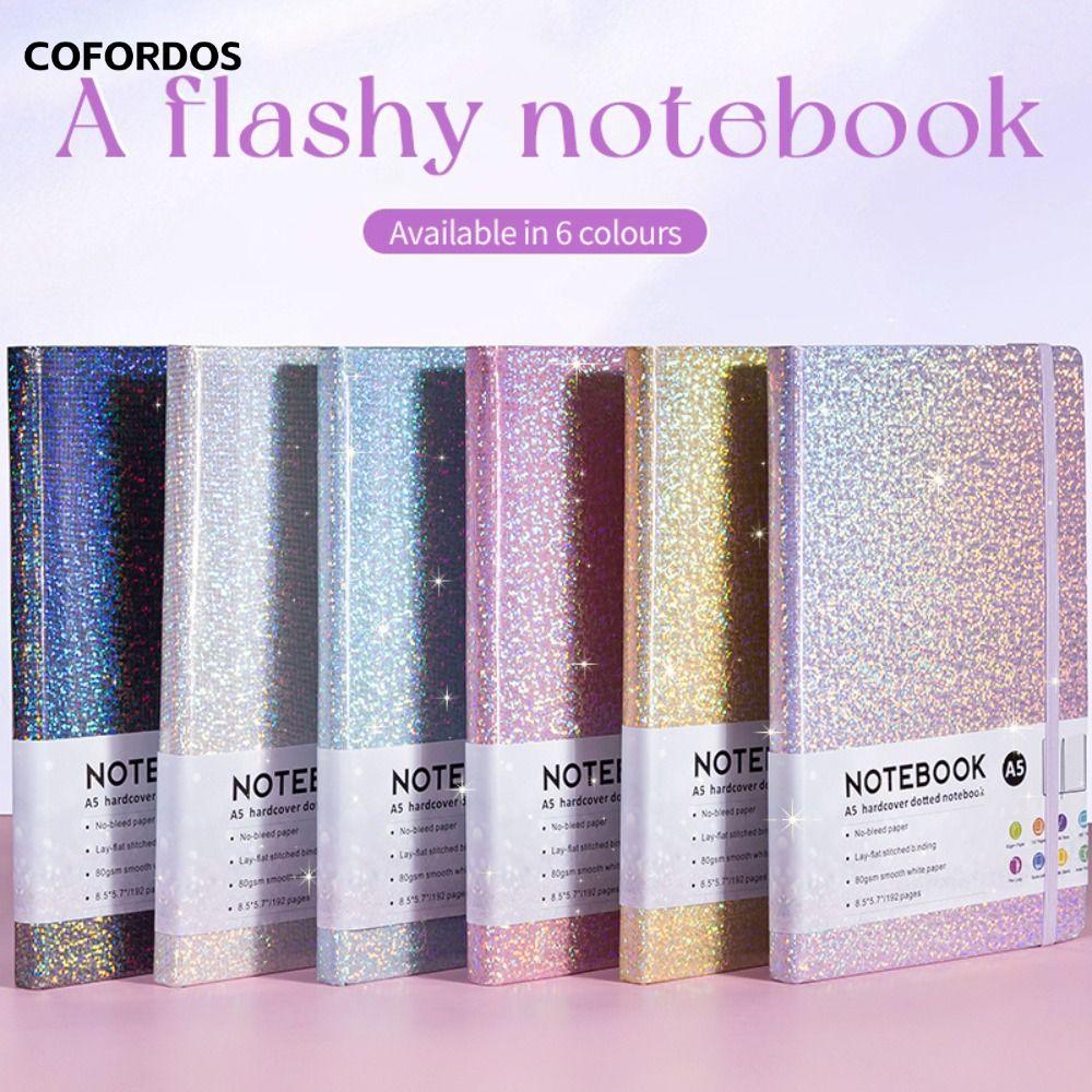 COFORDOS Long Lanh Journal Notebook, A5 Sparkle Bling Notebook, 192 trang lót Notepad College Ruled 