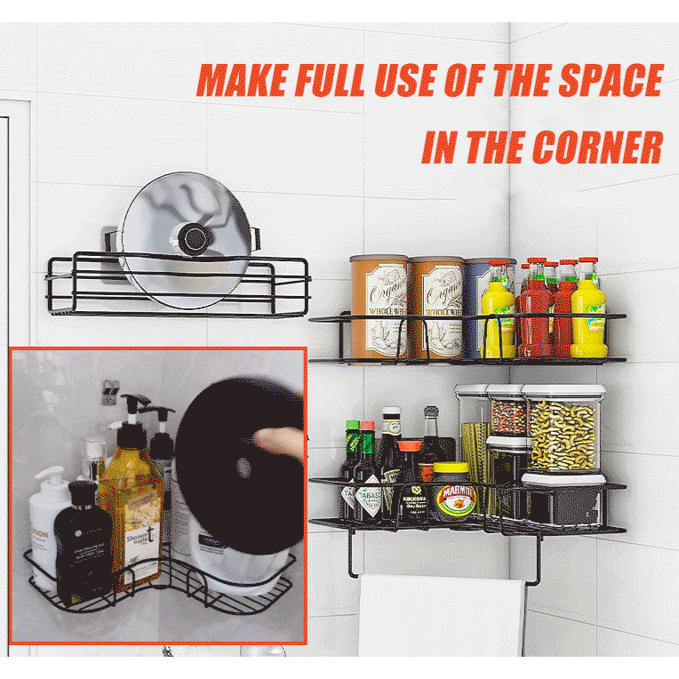 [Space-Saving Corner Shelf] Bathroom storage rack multifunctional triangle Iron Storage/Cabinet Shel