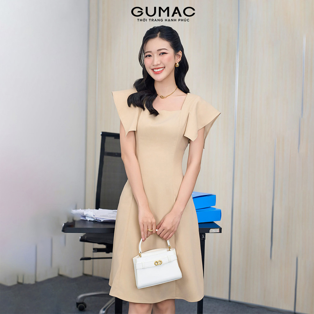 Đầm nữ cổ vuông tay kiểu thời trang GUMAC DE06014