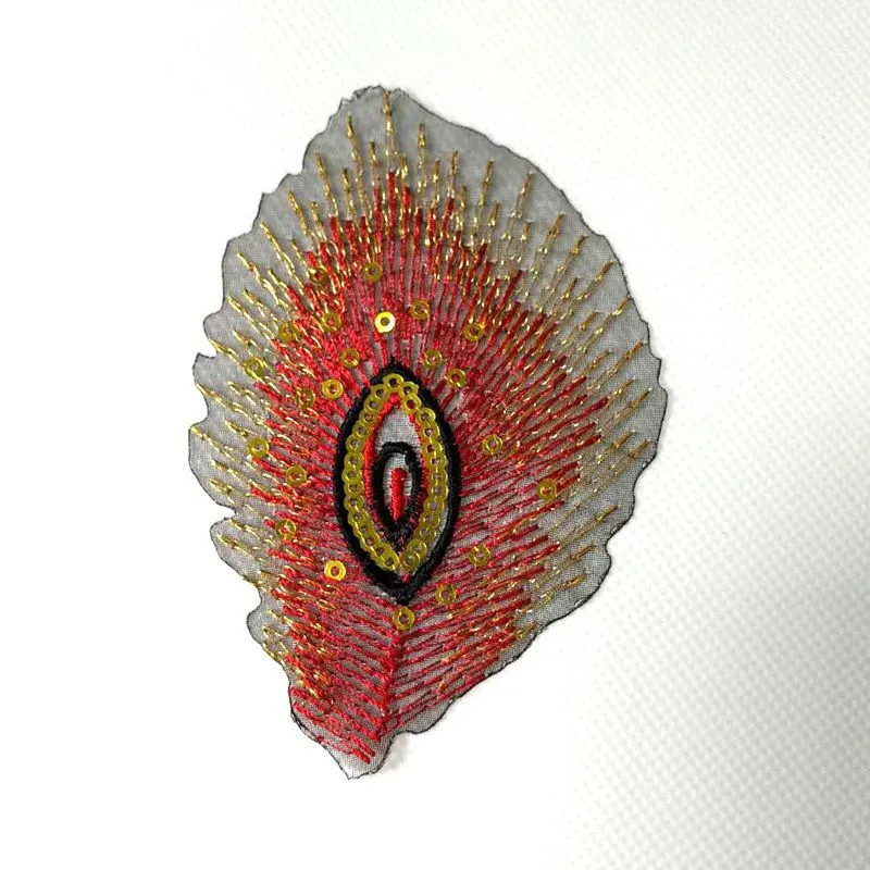 TQ~Peacock feather fabric patch embroidery diy Iron-on adhesive embroidery patches for repairing hol