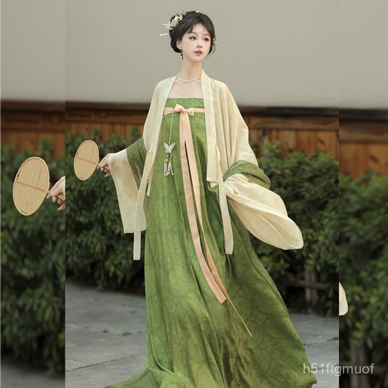 Ming Yuexuan【Cành hoa đào】Khăn choàng Famen Temple, Hanfu kiểu Đường, váy xẻ cao đến ngực, váy yếm h
