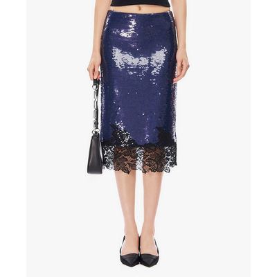 GIGI - Chân váy phom suông midi viền ren đính sequin_G3302S252370-26