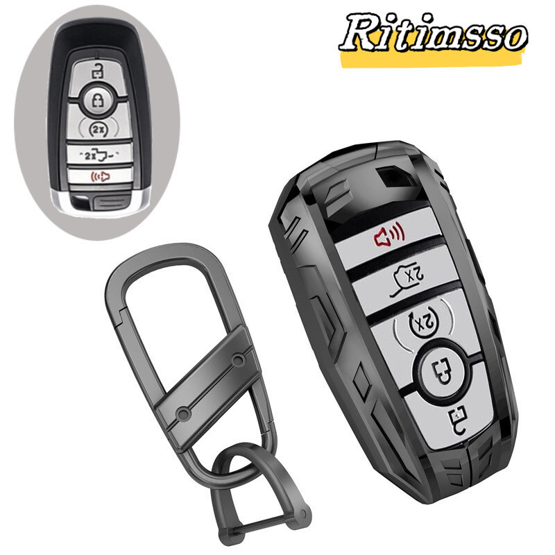 Vỏ bọc chìa khóa ô tô bằng hợp kim + TPU + da cho Ford Explorer Mustang Fusion Escape F150 F250 F350