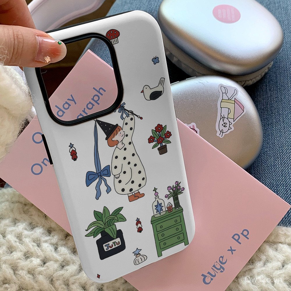 Hoạt Hình Cô Gái Ma Thuật Matte Hai Trong Một Thích Hợp Cho iPhone 15pro 17pro xr 12 13 xsmax 17prom