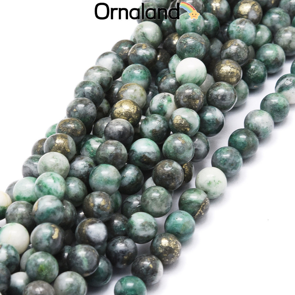 Đá dioptase hạt tròn 6-7mm, lỗ 0,8mm, 63 viên/sợi, chiều dài 15-15,5 inches