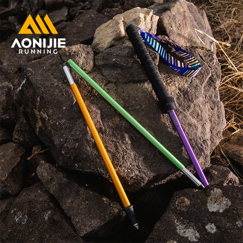 AONIJIE E4201 - Gậy chạy bộ đường dài màu tím, làm từ hợp kim nhôm nhẹ 7075, có thể gập lại dễ dàng