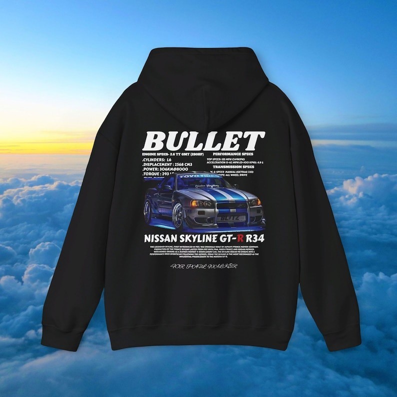 Fast and Furious Nissan Gtr R34 Skyline Retro Car Áo hoodie nam nữ 1219