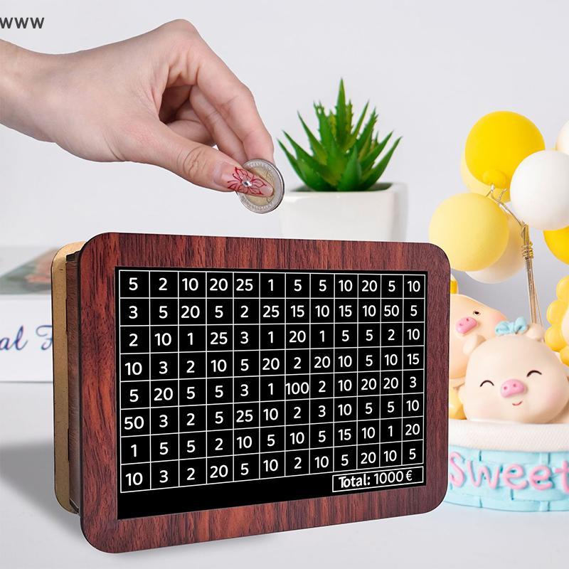 COD Wooden Money Saving Box Money Storage Bank with Saving Money Goals Counter Reusable Piggy Bank n