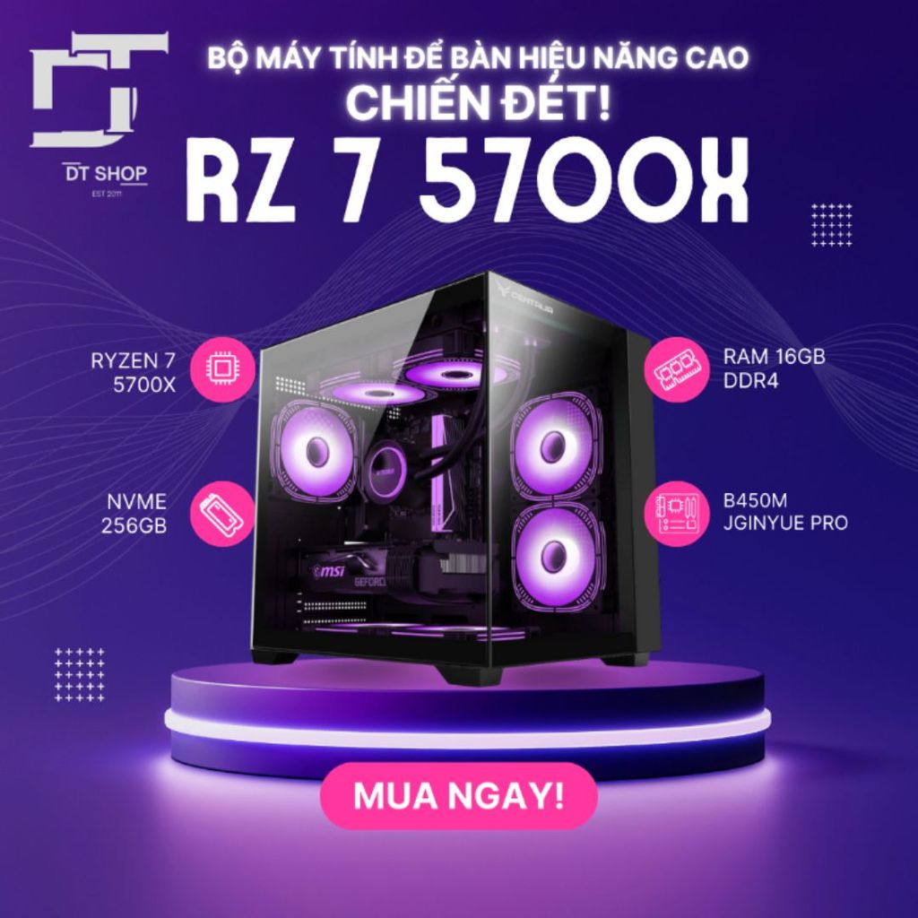 PC Gaming mạnh mẽ cho mọi tựa game: Ryzen 7 5700X, Main A520M-K ASUS PRIMER, RAM 16GB DDR4, NVME 256
