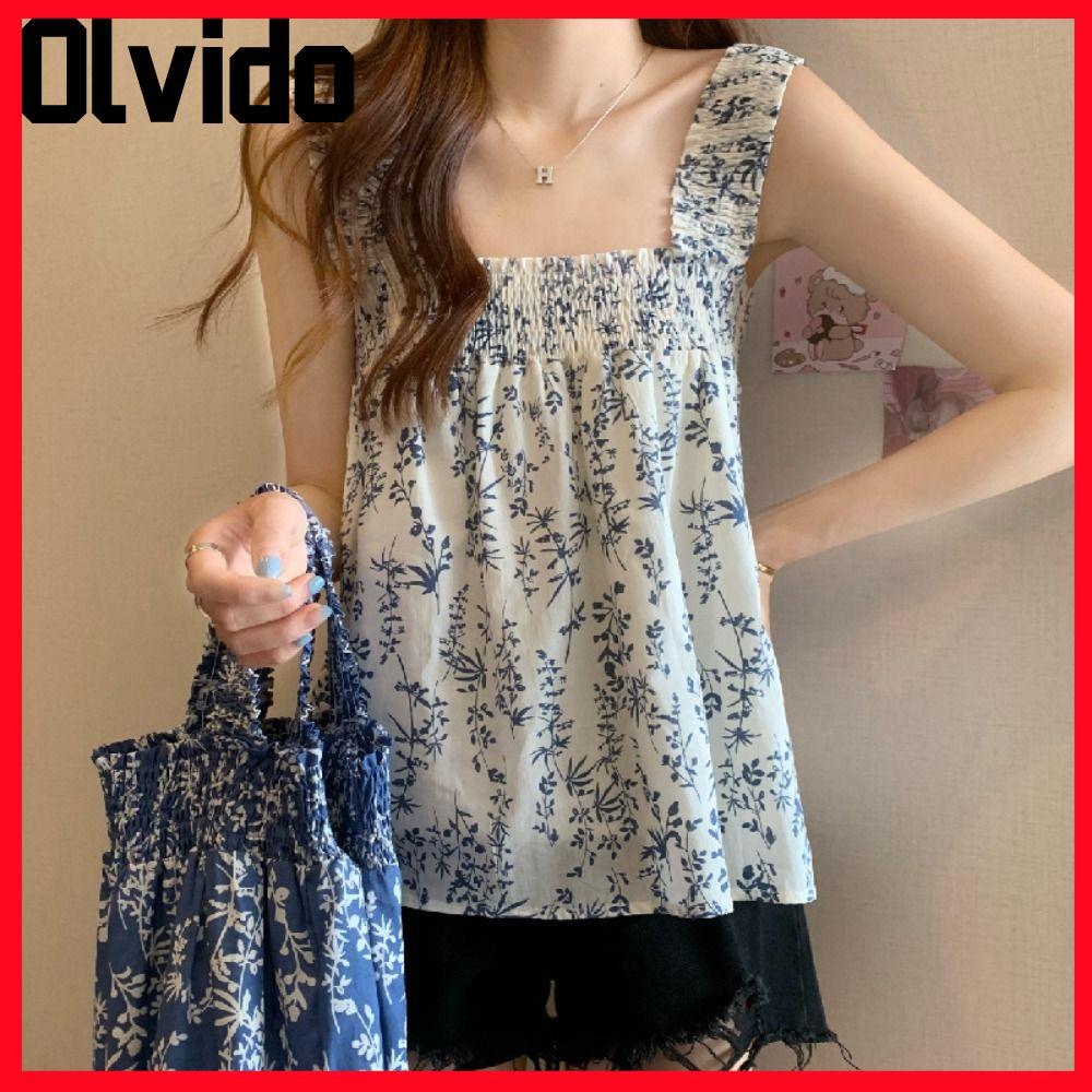 Áo Tank OLVIDO, Áo không tay A Line Boho, Áo nữ cổ vuông giảm béo thời trang
