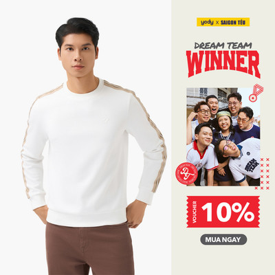 Áo nỉ nam thu đông YODY, áo sweater nam tay phối dây dệt TRA - MCSW25F058
