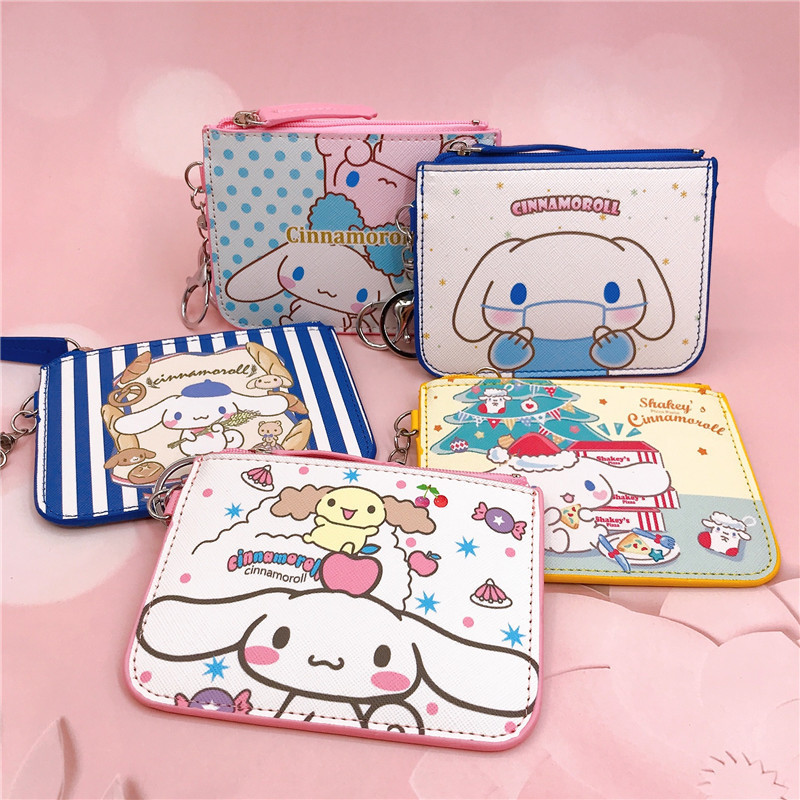 Phim hoạt hình Cinnamoroll Ví đựng tiền xu có vòng chìa khóa Hộp đựng thẻ Ezlink Công nhân ID Huy hi
