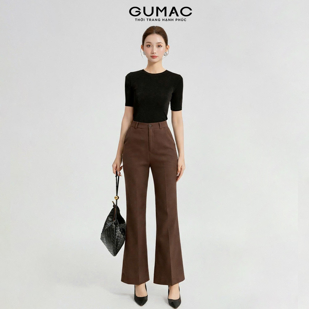 Quần tây nữ dáng ống loe phối con đỉa đôi túi xéo hai bên thời trang GUMAC LQF0907