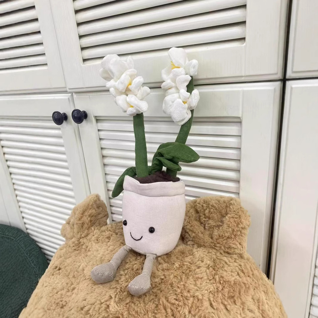 White Orchid, Cream Orchid, Big Orchid Potted Plant, Plush Toy Gift