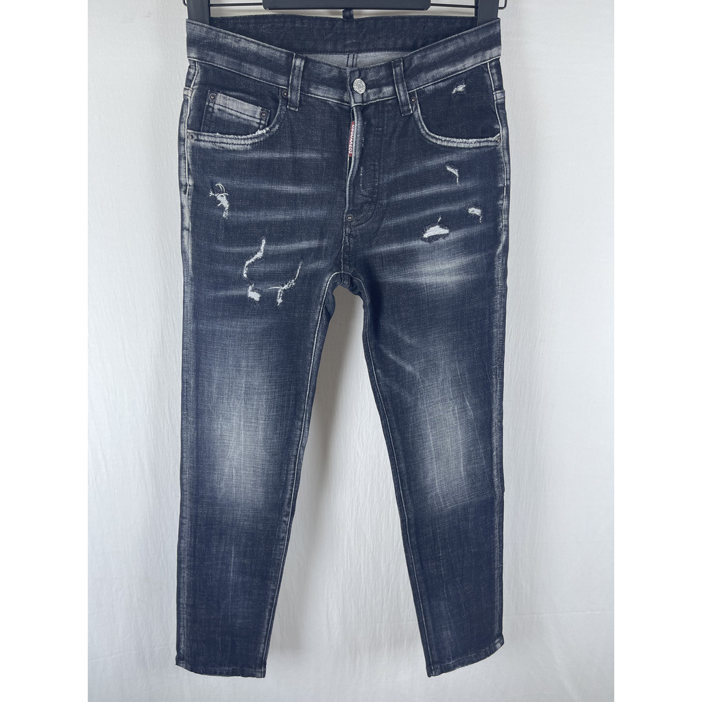 Quần Jean DSQUARED2 Nam Slim-fit Đen, Phong Cách Mới 2026, Rửa Rách
