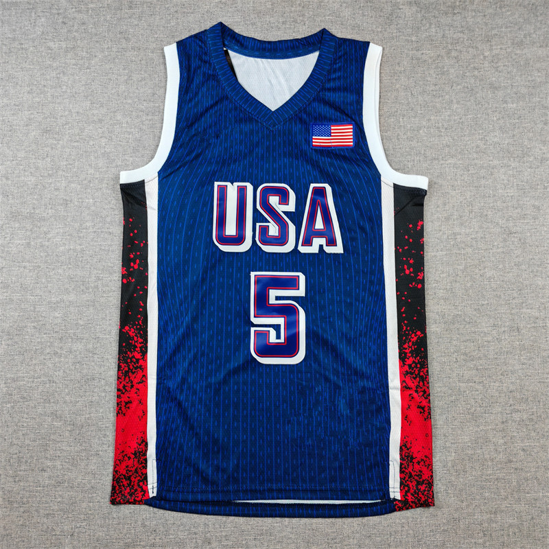 Đồng phục bóng rổ thêu Dream 16 sọc xanh đậm 5 EDWARDS EDWARDS Áo bóng rổ Mỹ