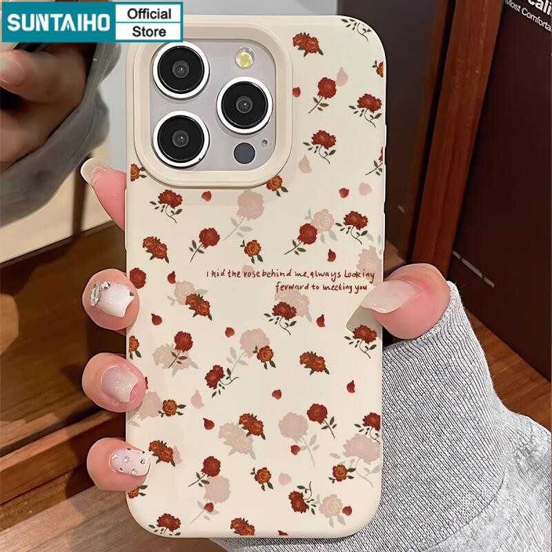Suntaiho Ốp Điện Thoại Đơn Giản Anh Đào Hồng Hồng Silicon Mềm Chống Sốc Cho iPhone 11 12 13 14 15 16