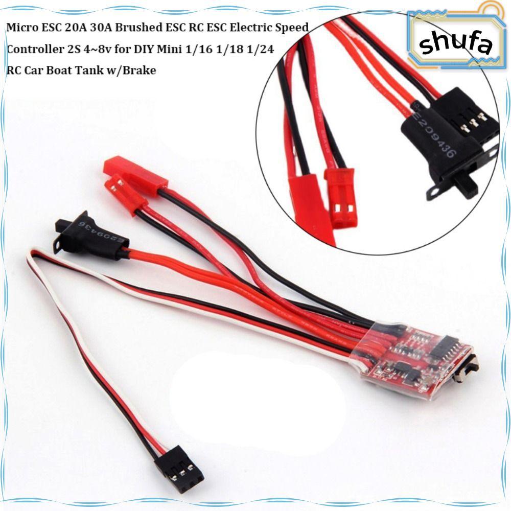 Bàn chải SHUFA Micro ESC 20A 30A, 2S 4 ~ 8v 10A / 15A / 20A / 30A Bộ điều khiển tốc độ điện, bình th