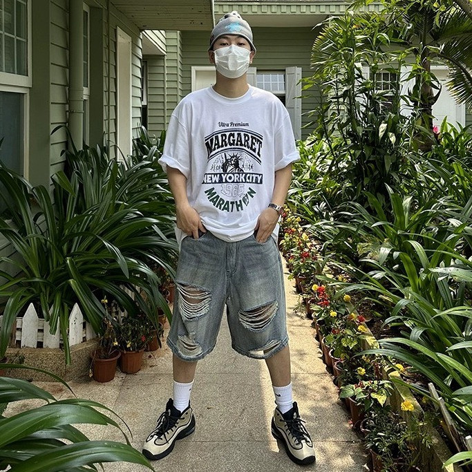 Quần Baggy Jean Short Phối Màu Dirtwash Cạp Cao, Quần Short Jean Lửng Dáng Wide Fit SLR12201 fafic s