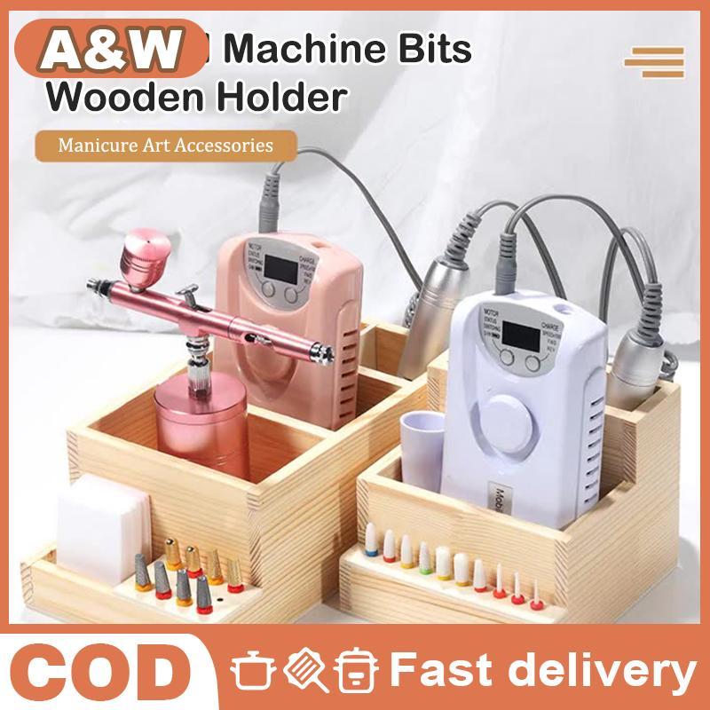 [WHP] Nail Drill Bits Wooden Holder Nail Art Accessories DIY Manicure Tools Display Box