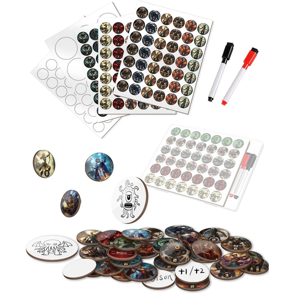 Bộ mã thông báo xóa khô CZY RPG - 192 CÁI | Mã thông báo trống có thể tái sử dụng, mã thông báo sinh