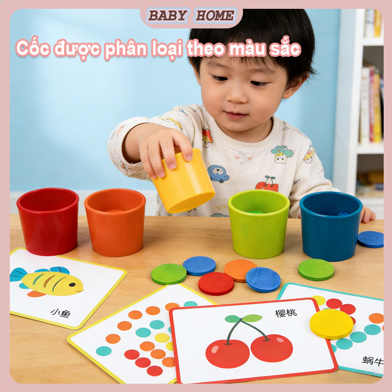 Giáo Cụ Montessori 0-3 Tuổi - Cốc Phân Loại Màu Cho Bé Học Về Màu Sắc Và Phân Loại Màu Sắc Hiệu Quả