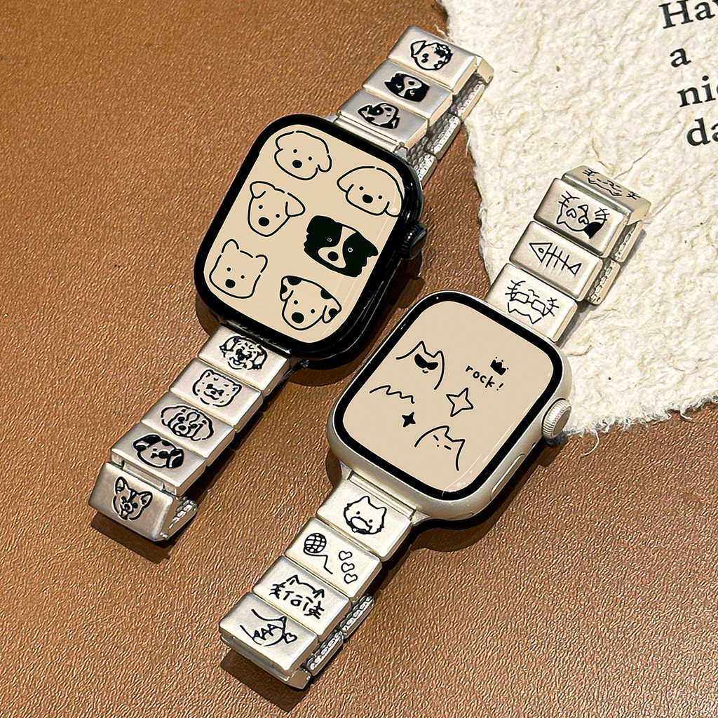 Thích hợp cho Apple Watch Watch Watch Watch Apple watchS11 / 10 Metal Cat Print iWatch ultra3 Dây đe